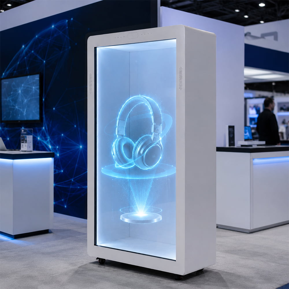 Holographic display box at an exhibition