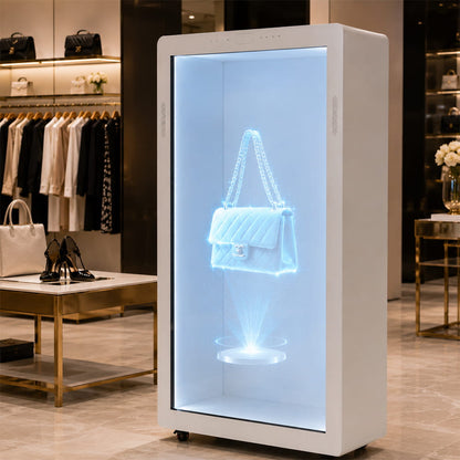 Holographic display box in a retail store