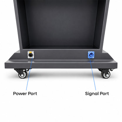 Power and signal ports on the Brandbar LED podium