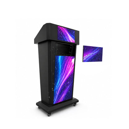 Separate content zones on the Brandbar LED podium