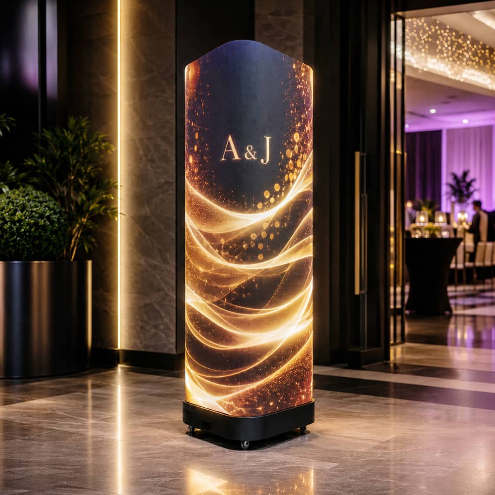 TOP DANCE curved cube LED display front view