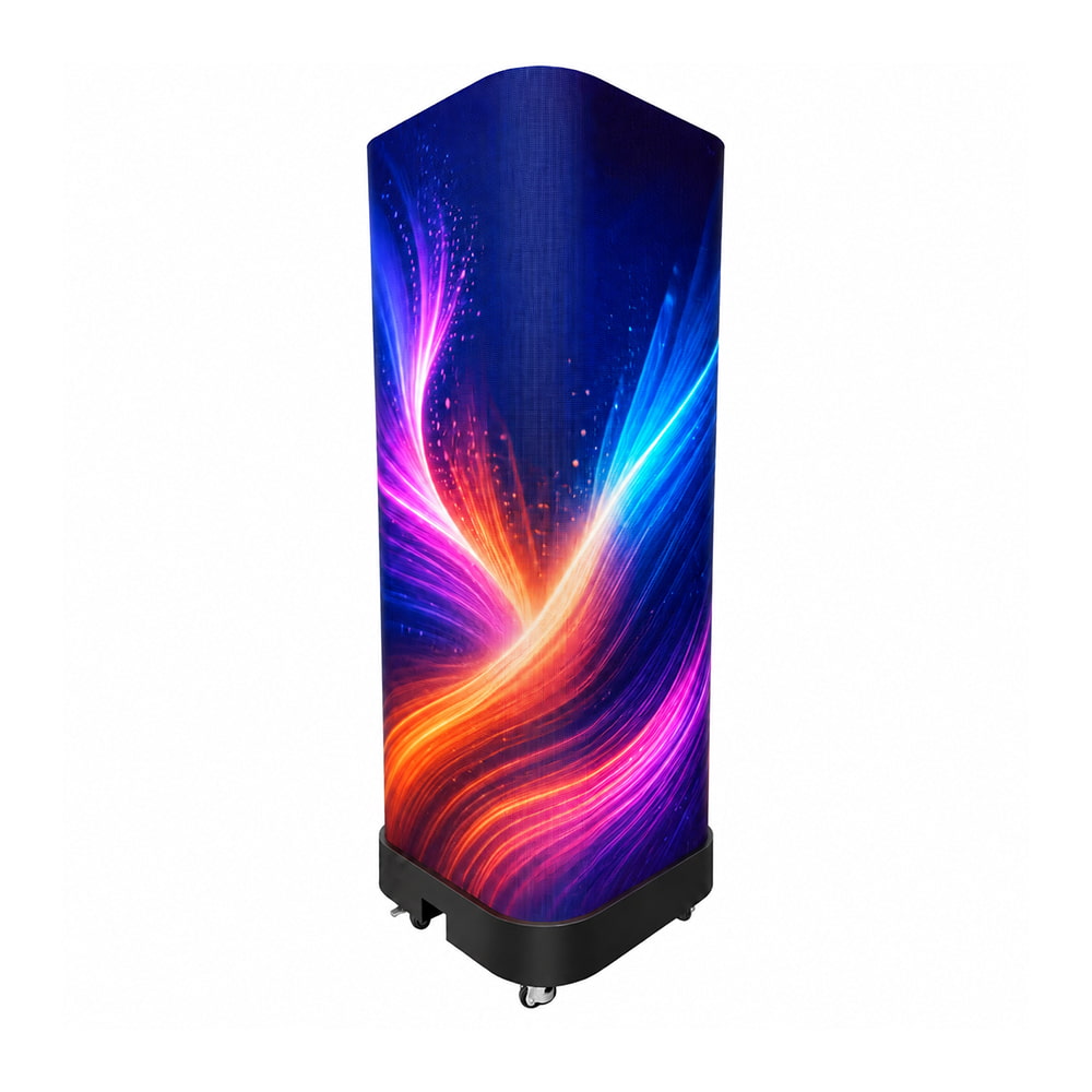 Curved cube LED display side profile