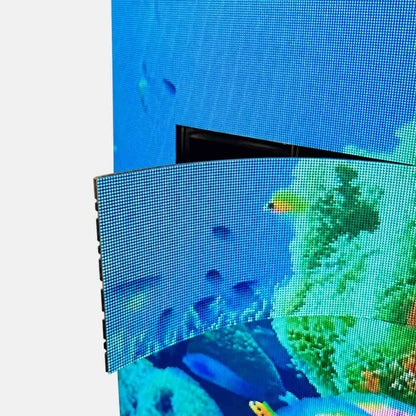 Curved cube LED display close-up