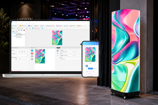 Phone PC controller and connectivity for the curved cube LED display