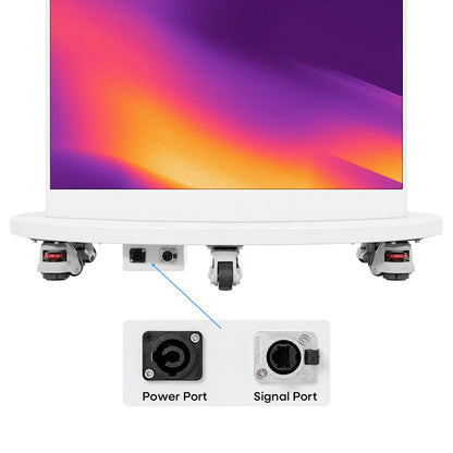 Base wheels and ports of the curved LED poster