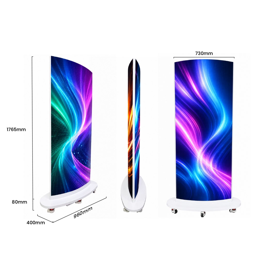Double side curved LED display poster dimensions