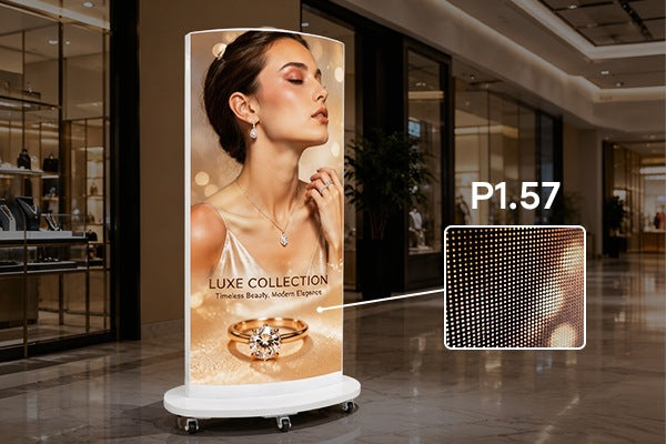 Curved P1.57 LED display detail for close-range viewing