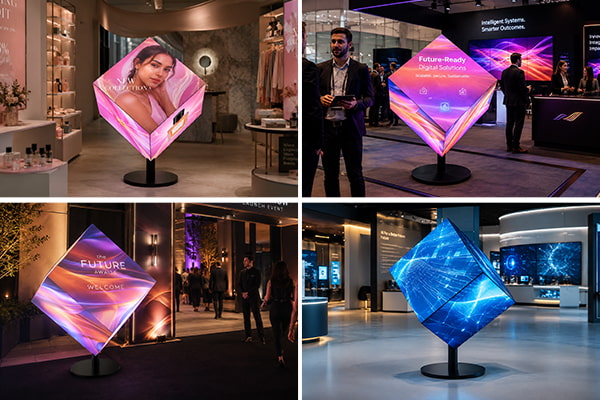 LED cube display applications in retail pop-ups exhibitions and showrooms