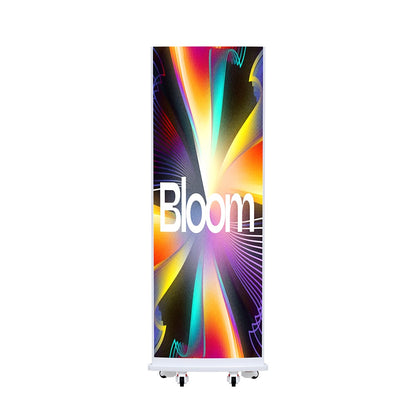 Tri-side curved LED poster screen front view