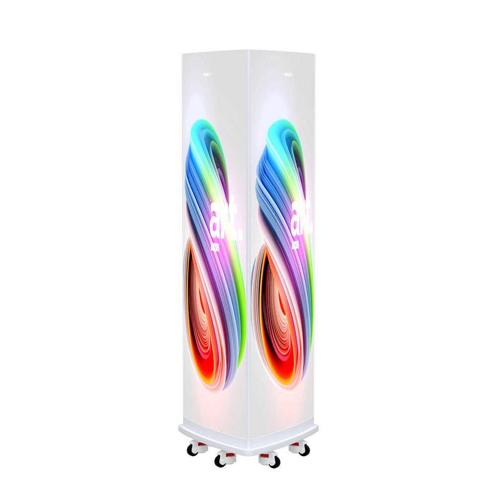 Tri-side curved LED poster screen side views
