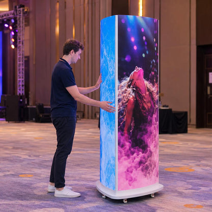 Mobile tri-side curved LED poster screen