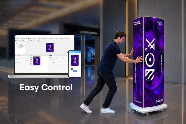 Phone and PC content control for the tri-side LED poster